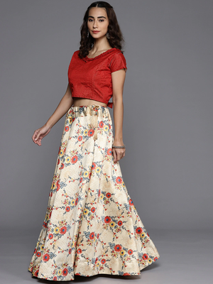 Maroon Satin Silk Fabric Beautifully Printed Girlie Wedding Partywear Lehenga Choli Set 3