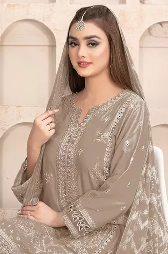 Chiku embroidered faux georgette salwar suit