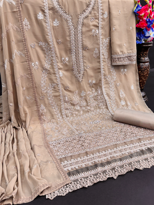 Chiku embroidered faux georgette salwar suit 3