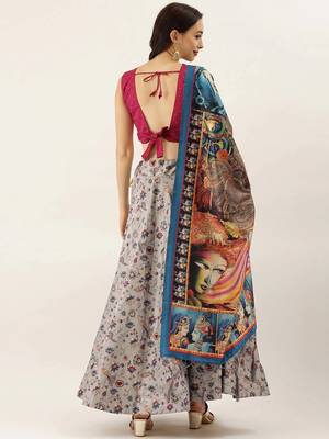Pink Satin Silk Fabric Beautifully Printed Girlie Wedding Partywear Lehenga Choli Set 2