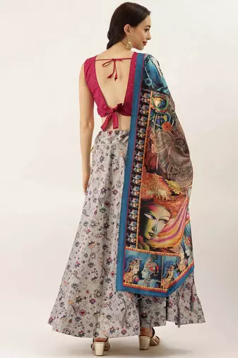 Pink Satin Silk Fabric Beautifully Printed Girlie Wedding Partywear Lehenga Choli Set