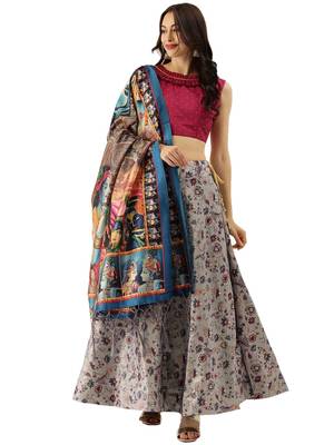 Pink Satin Silk Fabric Beautifully Printed Girlie Wedding Partywear Lehenga Choli Set 3