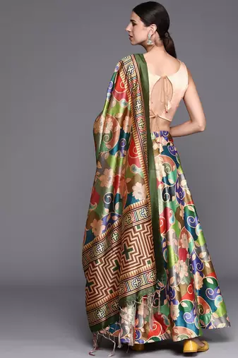 Beige Satin Silk Fabric Beautifully Printed Girlie Wedding Partywear Lehenga Choli Set