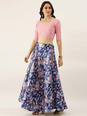 Pink Satin Silk Fabric Beautifully Printed Girlie Wedding Partywear Lehenga Choli Set 3