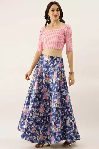 Pink Satin Silk Fabric Beautifully Printed Girlie Wedding Partywear Lehenga Choli Set