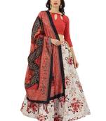 Red Satin Silk Fabric Beautifully Printed Girlie Wedding Partywear Lehenga Choli Set