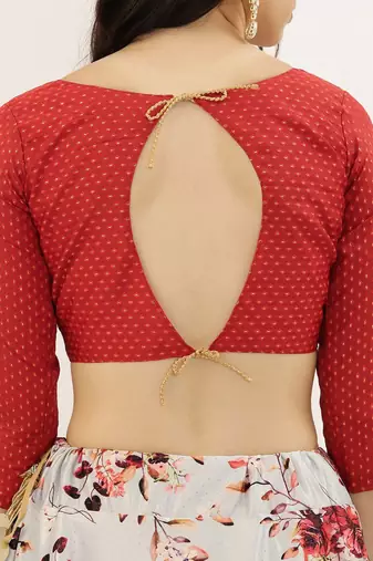 Red Satin Silk Fabric Beautifully Printed Girlie Wedding Partywear Lehenga Choli Set