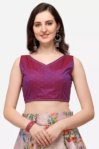Violet Satin Silk Fabric Beautifully Printed Girlie Wedding Partywear Lehenga Choli Set