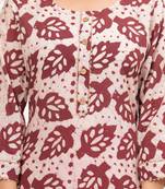 Pink  hand block print cotton kurta pant with dupatta