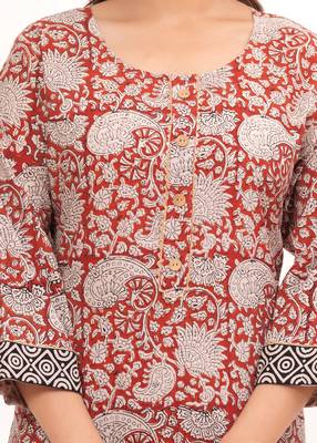 Pink  hand block print cotton kurta pant with dupatta 1