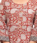 Pink  hand block print cotton kurta pant with dupatta