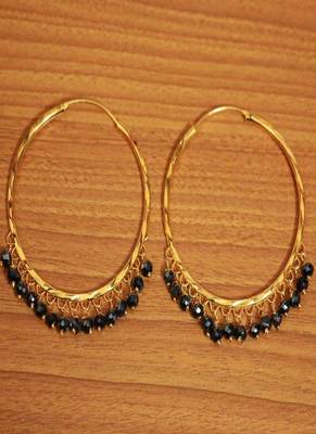 Black Crystal Gold Look Hoops 1