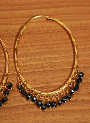 Black Crystal Gold Look Hoops 2