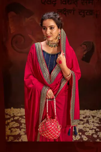 Ethnic Pink Embroidered Saree With Trendy Swarovski Work And Heavy Work Blouse
