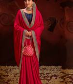 Ethnic Pink Embroidered Saree With Trendy Swarovski Work And Heavy Work Blouse