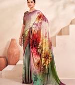 Multy Printed Partywear Ethnic Crepe Soft Silk Ceremonial Saree