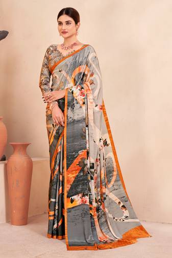 Multy Printed Partywear Ethnic Crepe Soft Silk Ceremonial Saree