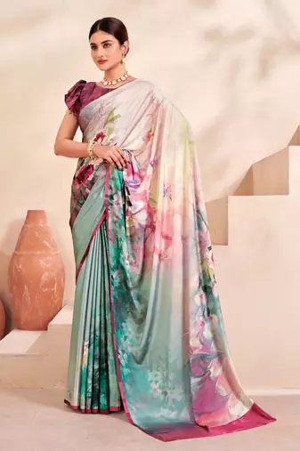 Multy Printed Partywear Ethnic Crepe Soft Silk Ceremonial Saree
