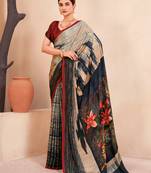 Multy Printed Partywear Ethnic Crepe Soft Silk Ceremonial Saree