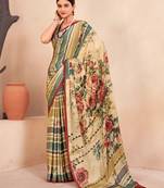 Multy Printed Partywear Ethnic Crepe Soft Silk Ceremonial Saree