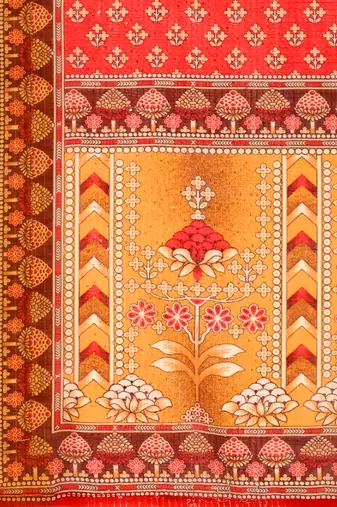 Orange ly Printed Linen Saree Trendy Girlie Looks In Wedding Season