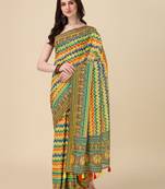 Multi ly Printed Linen Saree For Trendy Girlie Looks In Wedding Season