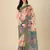 Cream ly Printed Linen Saree For Trendy Girlie Looks In Wedding Season