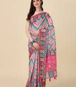 Multi ly Printed Linen Saree For Trendy Girlie Looks In Wedding Season