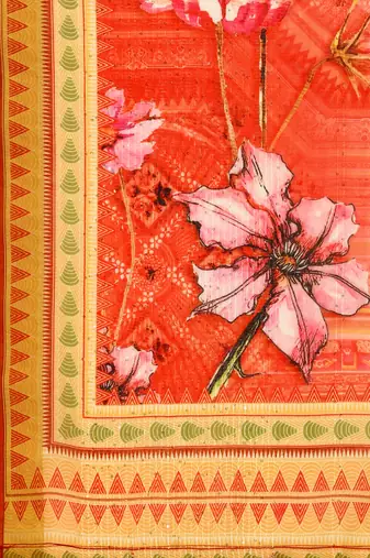 Peach ly Printed Linen Saree Trendy Girlie Looks In Wedding Season