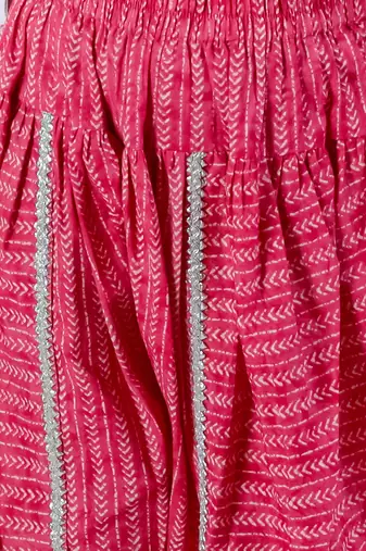 Red cotton kurta with dhoti ethnic set
