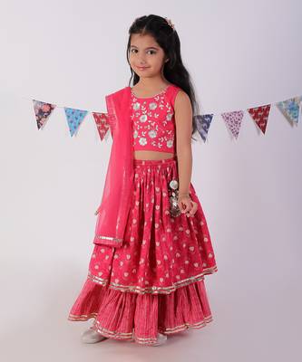 Red cotton lehanga and choli with dupata ethnic set 2