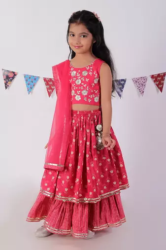 Red cotton lehanga and choli with dupata ethnic set