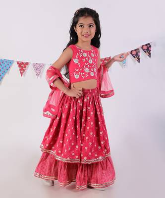 Red cotton lehanga and choli with dupata ethnic set 3