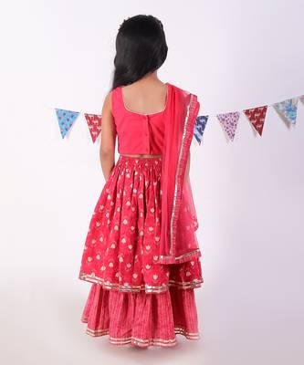 Red cotton lehanga and choli with dupata ethnic set 4