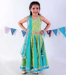 Green cotton lehanga and choli with dupata ethnic set