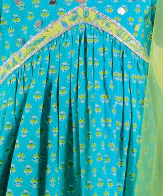 Green cotton kurta with sharara with dupata ethnic set 5