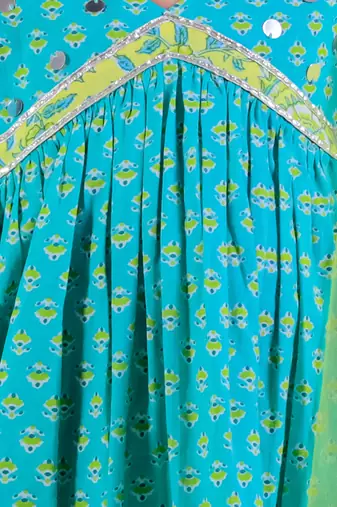 Green cotton kurta with sharara with dupata ethnic set
