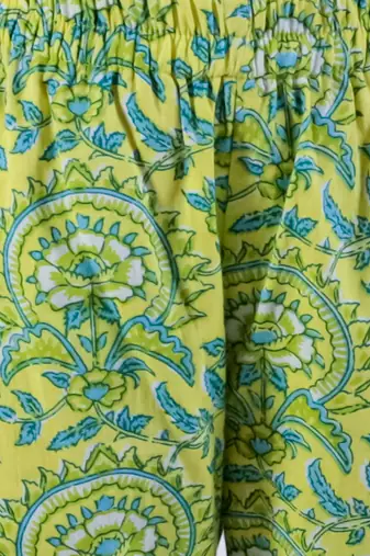 Green cotton kurta with sharara with dupata ethnic set