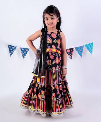 Black cotton lehanga and choli with dupata ethnic set 2