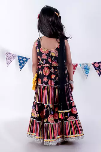 Black cotton lehanga and choli with dupata ethnic set