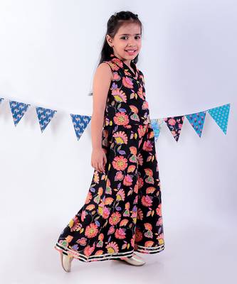 Black cotton top with pant co-ordinate ethnic set 3