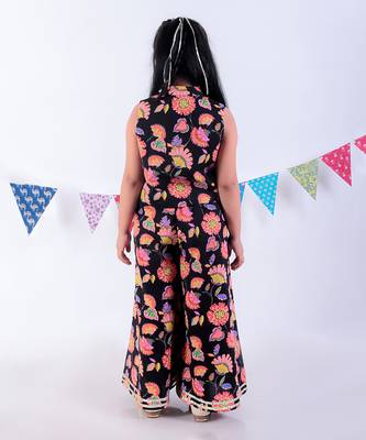 Black cotton top with pant co-ordinate ethnic set 4