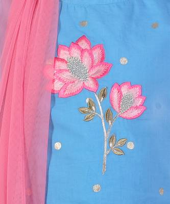 Blue cotton lehanga and choli with dupata ethnic set 5