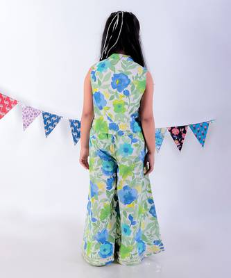 Green cotton top with pant co-ordinate ethnic set 4