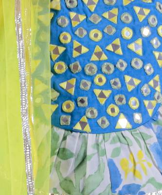 Green cotton lehanga and choli with dupata ethnic set 6