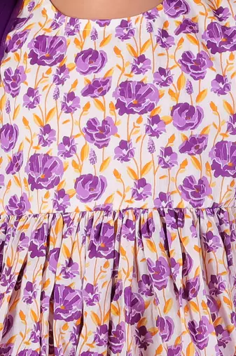 Lavender cotton kurta with sharara with dupata ethnic set