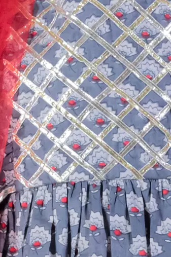Grey cotton lehanga and choli with dupata ethnic set