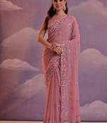 Mauve Sequins Georgette Saree 