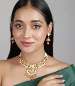   Gold plated traditional temple choker necklace jewellery with earrings set for wo ::Girls