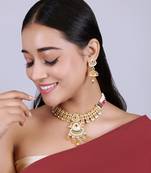   copper temple rajwadi style jewellery set      